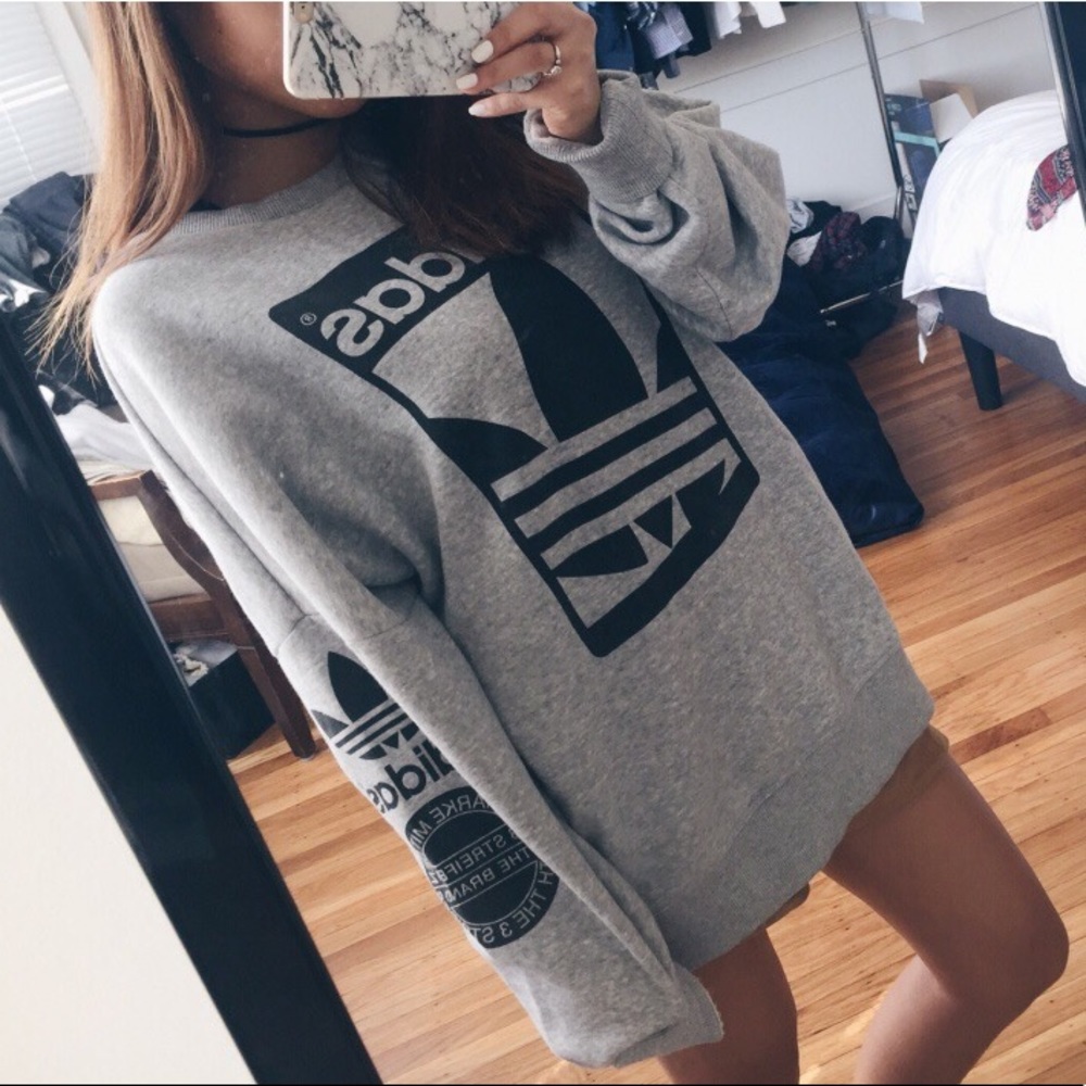 Adidas Grey Side Zip Crewneck